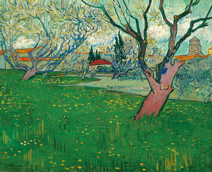  文森特·威廉·梵高  Vincent Willen Van Gogh ——果园盛开 阿尔勒风光(April 1889 - 1889)